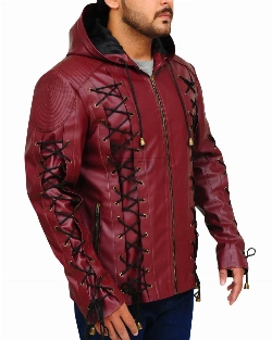 Stylish Maroon Leather Jacket - image 3