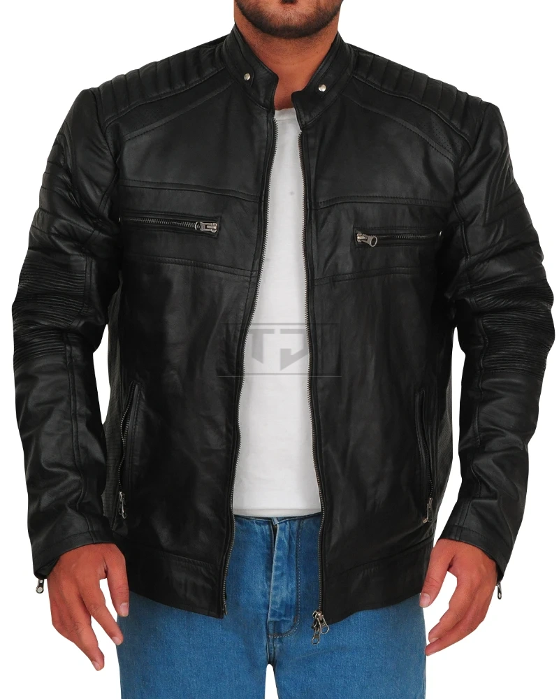 Cafe Racer Black Leather Jacket - image 1