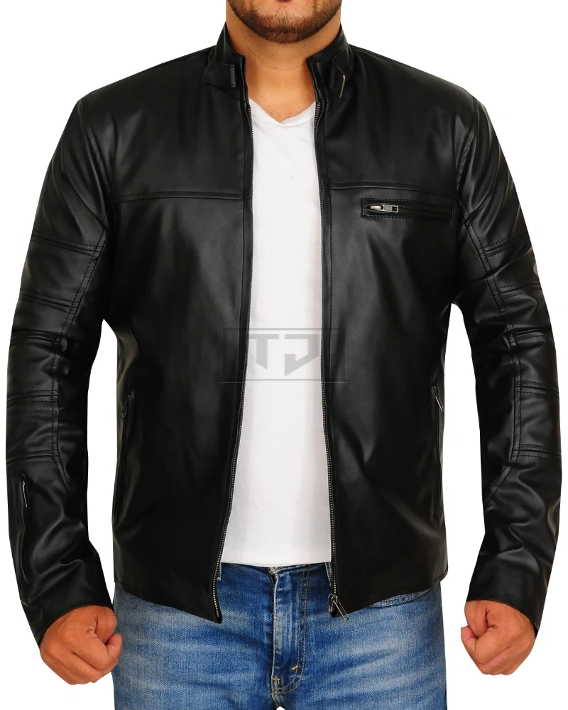 Slim Fit Biker Leather Jacket - image 1