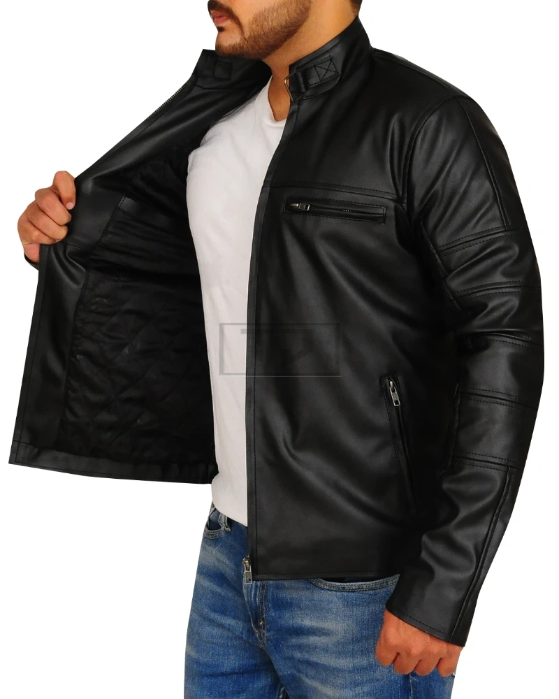 Slim Fit Biker Leather Jacket - image 4