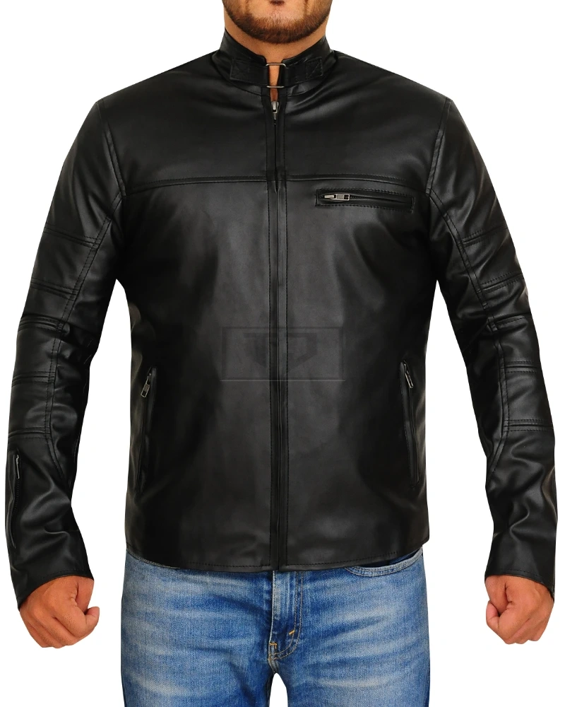 Slim Fit Biker Leather Jacket - image 5