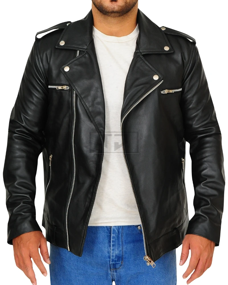 Black Brando Jacket With Epaulets - image 1