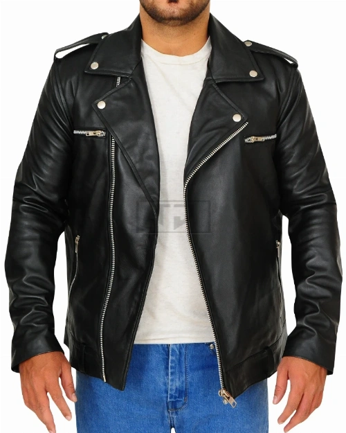 Black Brando Jacket With Epaulets - image 1