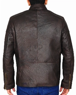 Dark Brown Distressed Leather Jacket - image 2