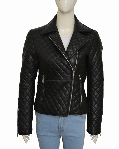 Jet Black Puffer Leather Jacket