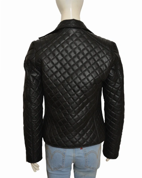 Jet Black Puffer Leather Jacket - image 2