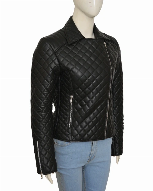 Jet Black Puffer Leather Jacket - image 3