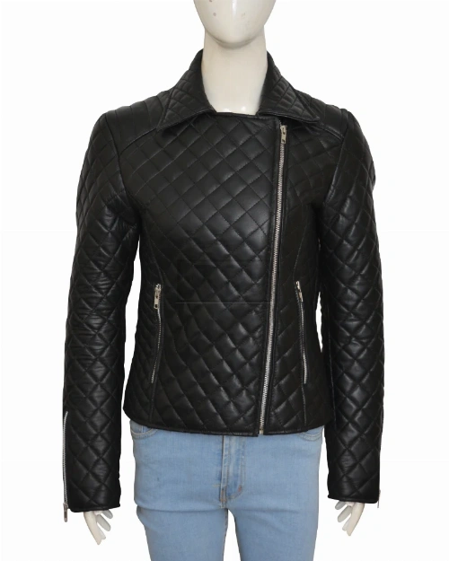 Jet Black Puffer Leather Jacket - image 5