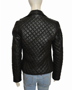 Jet Black Puffer Leather Jacket - image 2