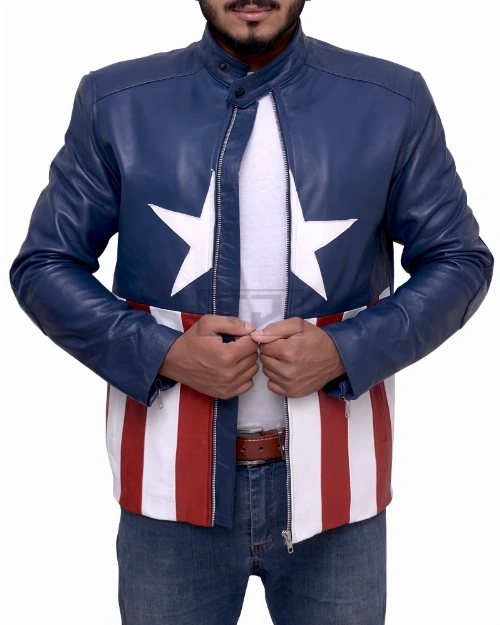 Trendy American Flag Leather Jacket - image 1