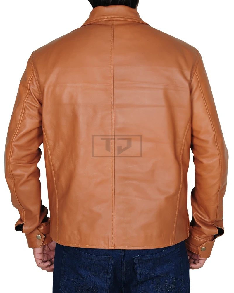 Classy Tawny Brown Leather Jacket - image 2