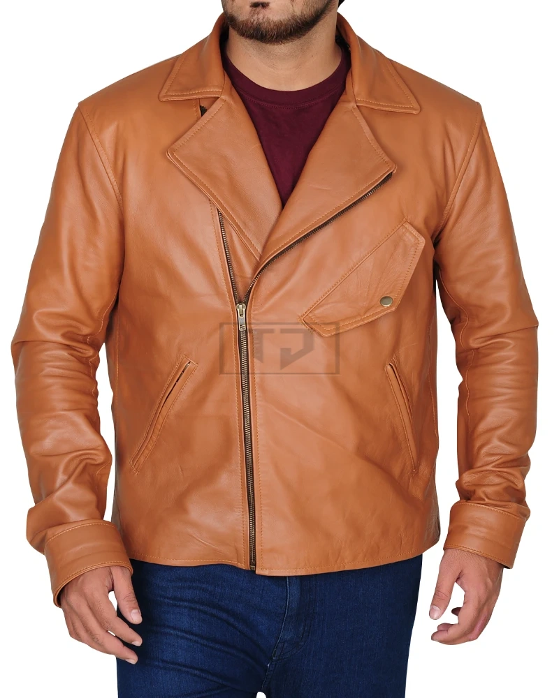 Classy Tawny Brown Leather Jacket - image 5