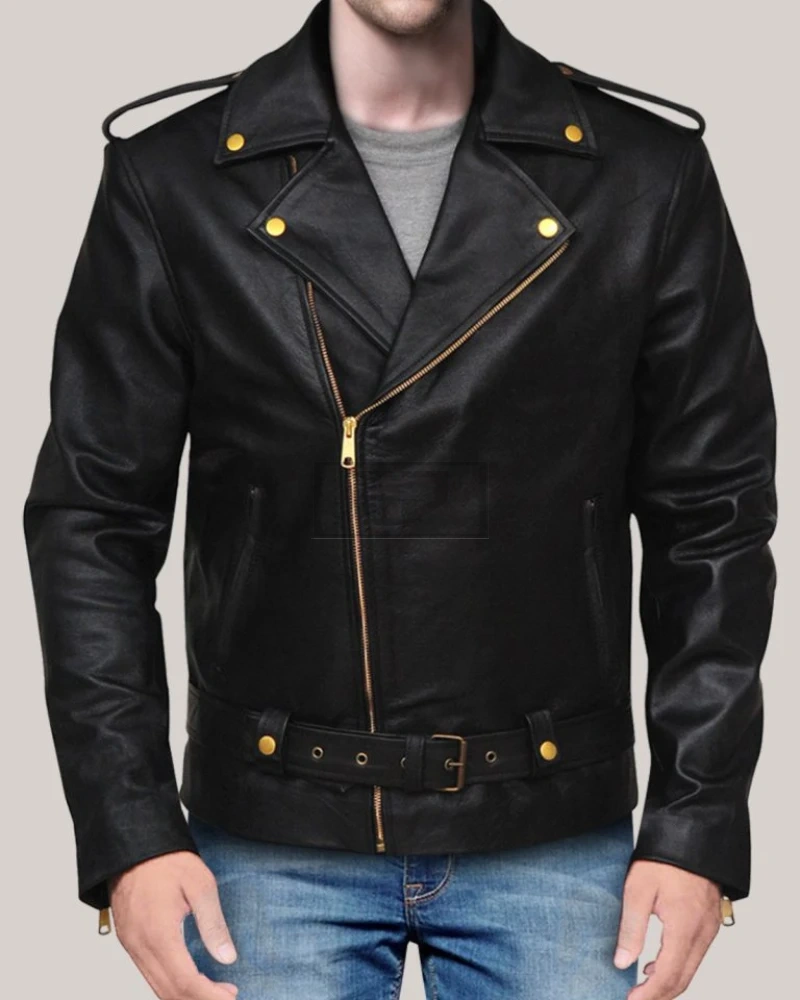 Black Brando Leather Jacket - image 1