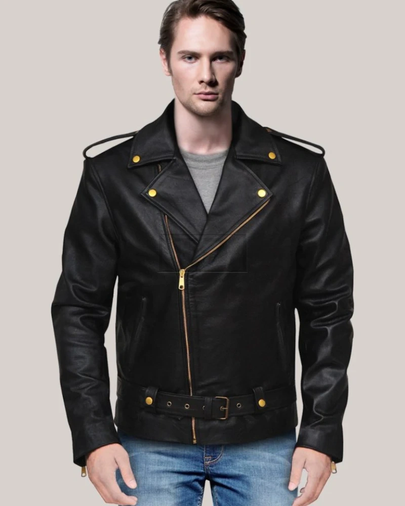 Black Brando Leather Jacket - image 3