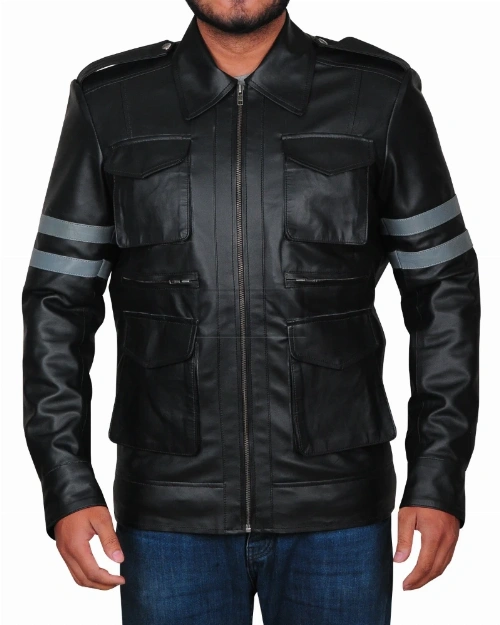 Cool Flap Pocket Leather Jacket - Image 5
