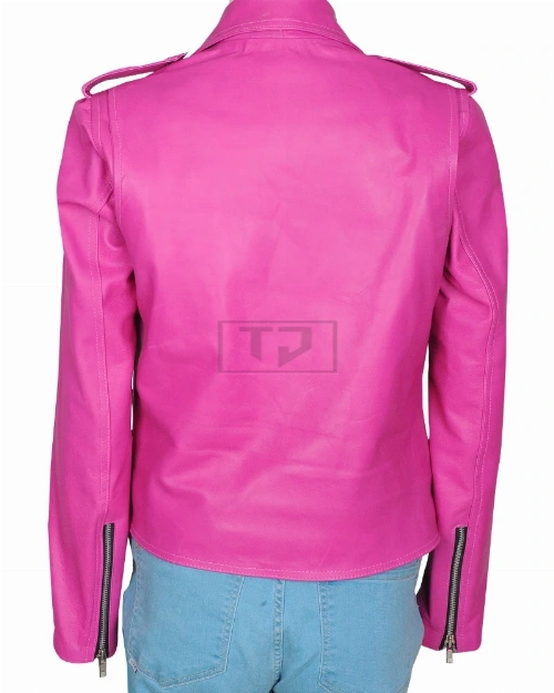 Fuschia Pink Girl Leather Jacket - image 2