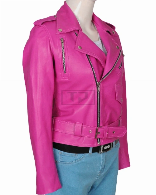 Fuschia Pink Girl Leather Jacket - image 3