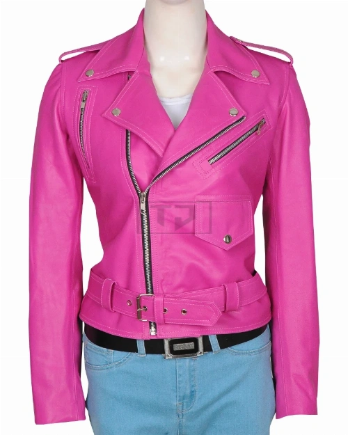 Fuschia Pink Girl Leather Jacket - image 5
