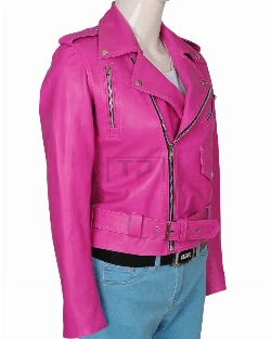 Fuschia Pink Girl Leather Jacket - image 3
