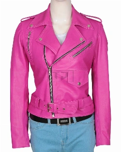 Fuschia Pink Girl Leather Jacket - image 5