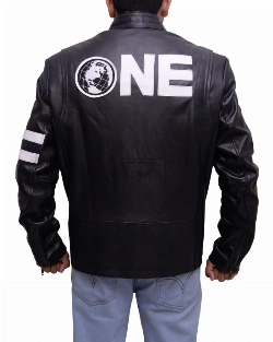 Black With White Stripes Leather Jacket - image 2