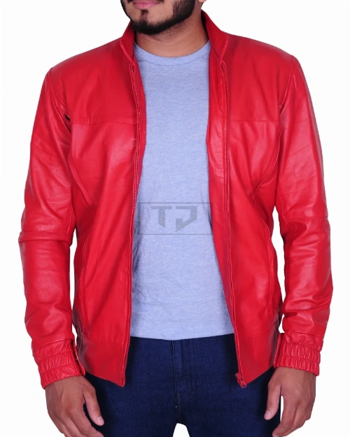 Rose Red Men Leather Jacket - image 1