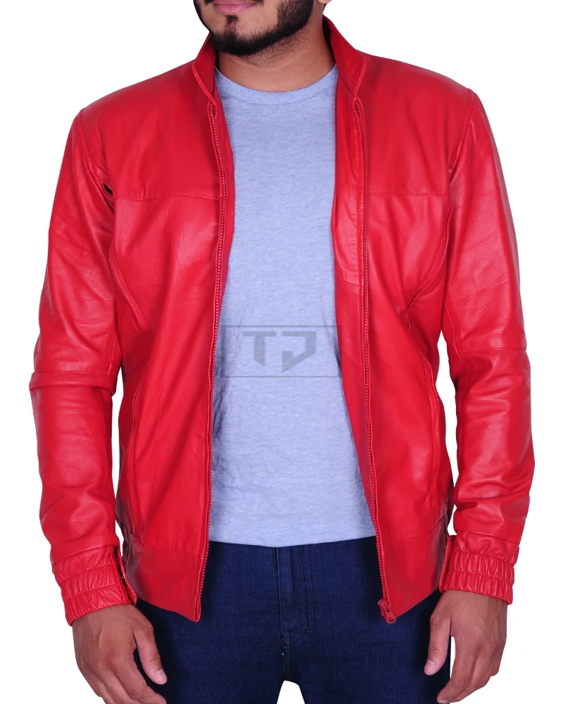 Rose Red Men Leather Jacket - image 1
