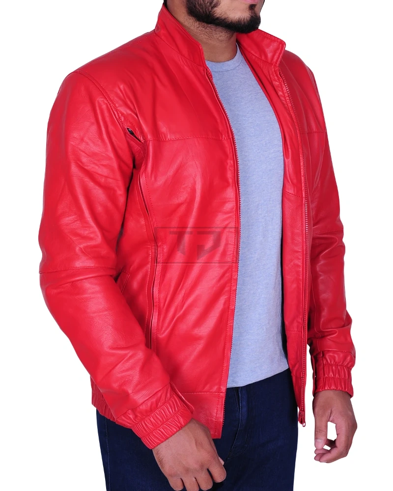 Rose Red Men Leather Jacket - image 3