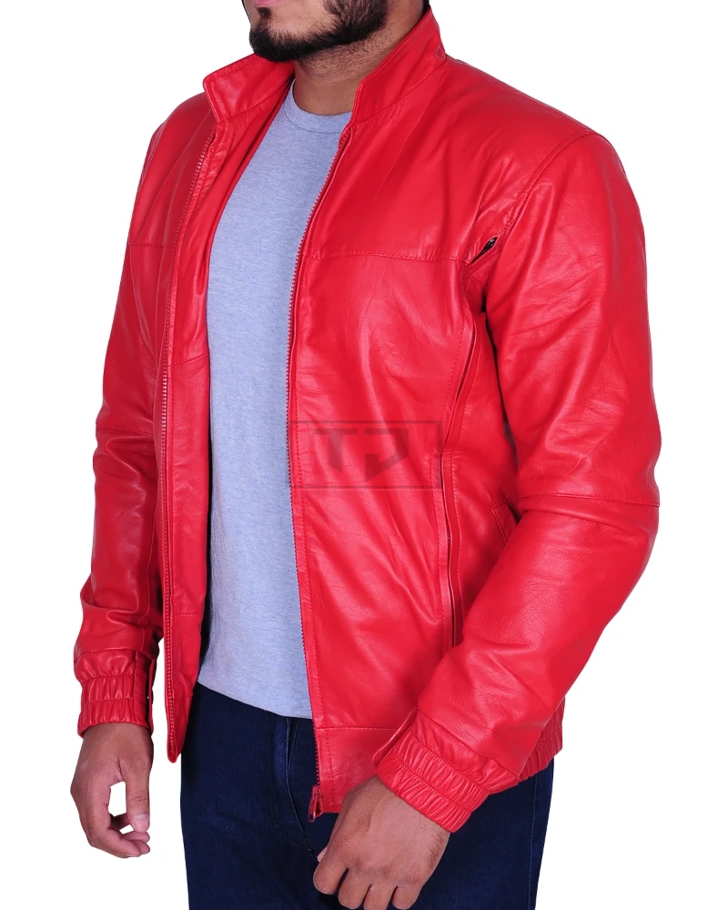 Rose Red Men Leather Jacket - image 4