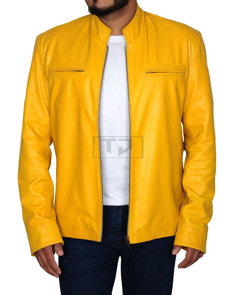 Fire Yellow Stylish Leather Jacket - image 1
