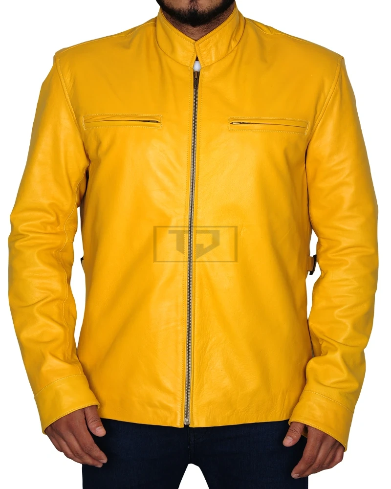 Fire Yellow Stylish Leather Jacket - image 5