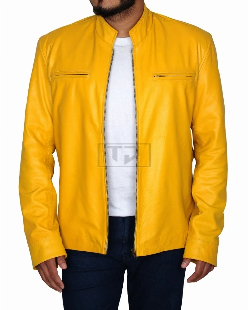 Fire Yellow Stylish Leather Jacket - image 1