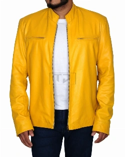 Fire Yellow Stylish Leather Jacket - image 1