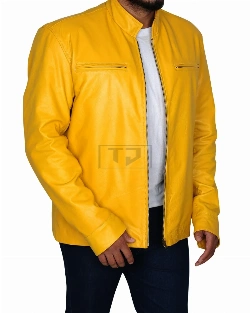Fire Yellow Stylish Leather Jacket - image 3