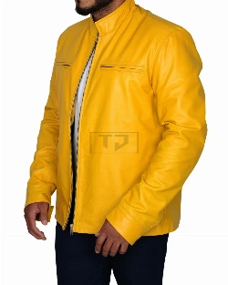 Fire Yellow Stylish Leather Jacket - image 4
