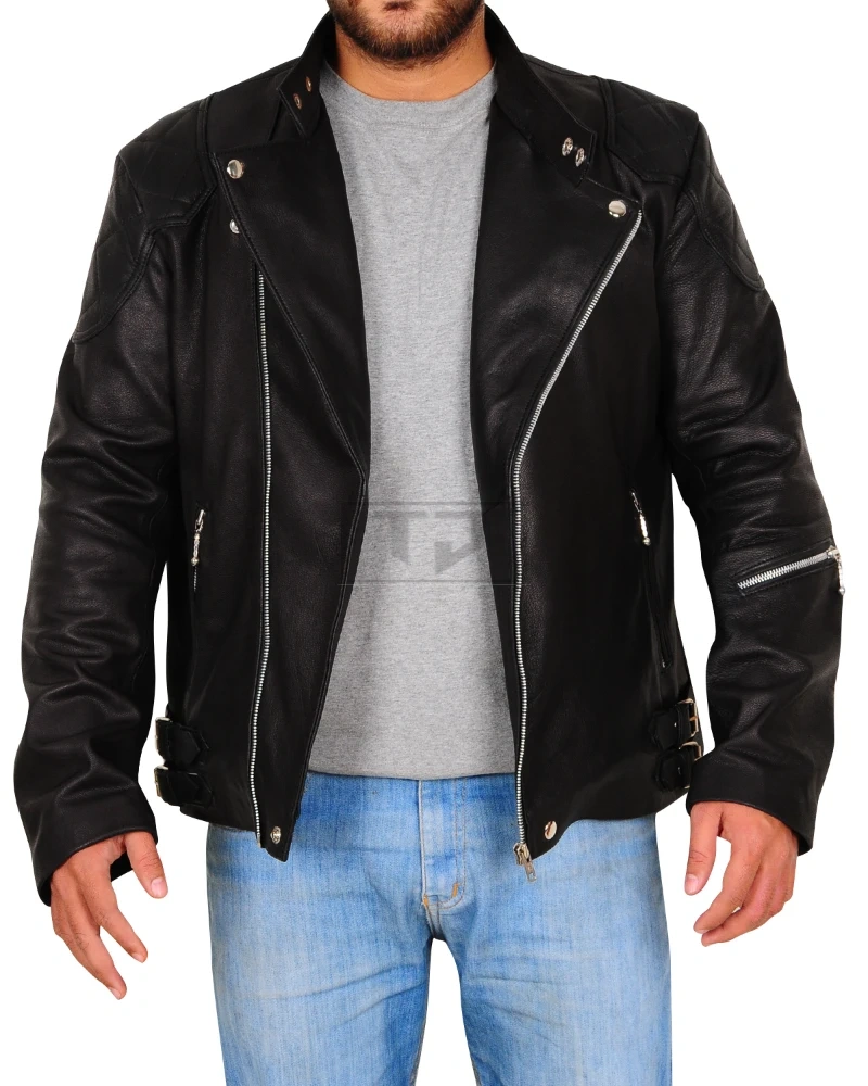 Leather Biker Jacket In Black - image 1