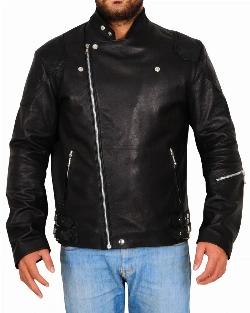 Leather Biker Jacket In Black - image 4