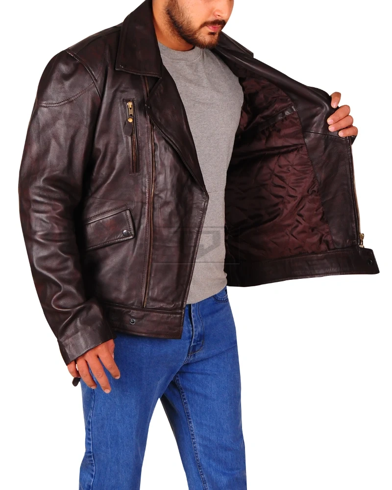 Dark Brown Brando Biker Jacket - image 3