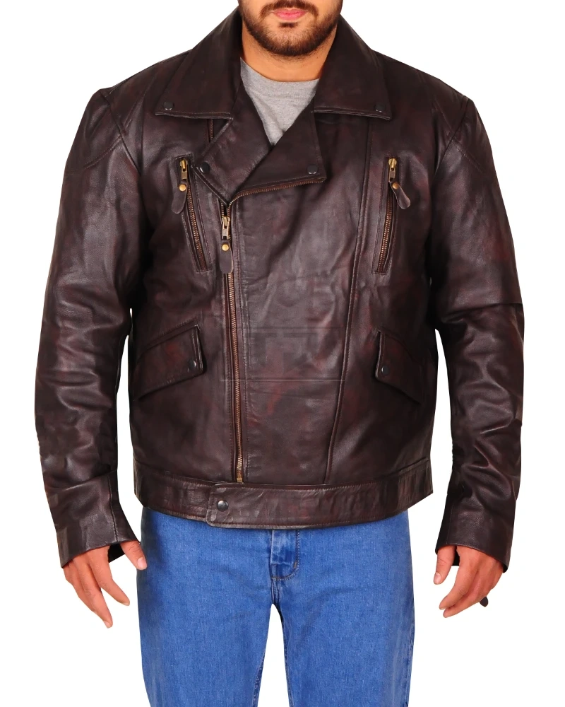 Dark Brown Brando Biker Jacket - image 5