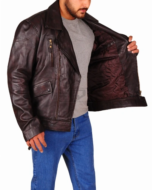 Dark Brown Brando Biker Jacket - image 3