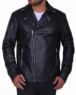 Black Lapel Collar Leather Jacket - image 4