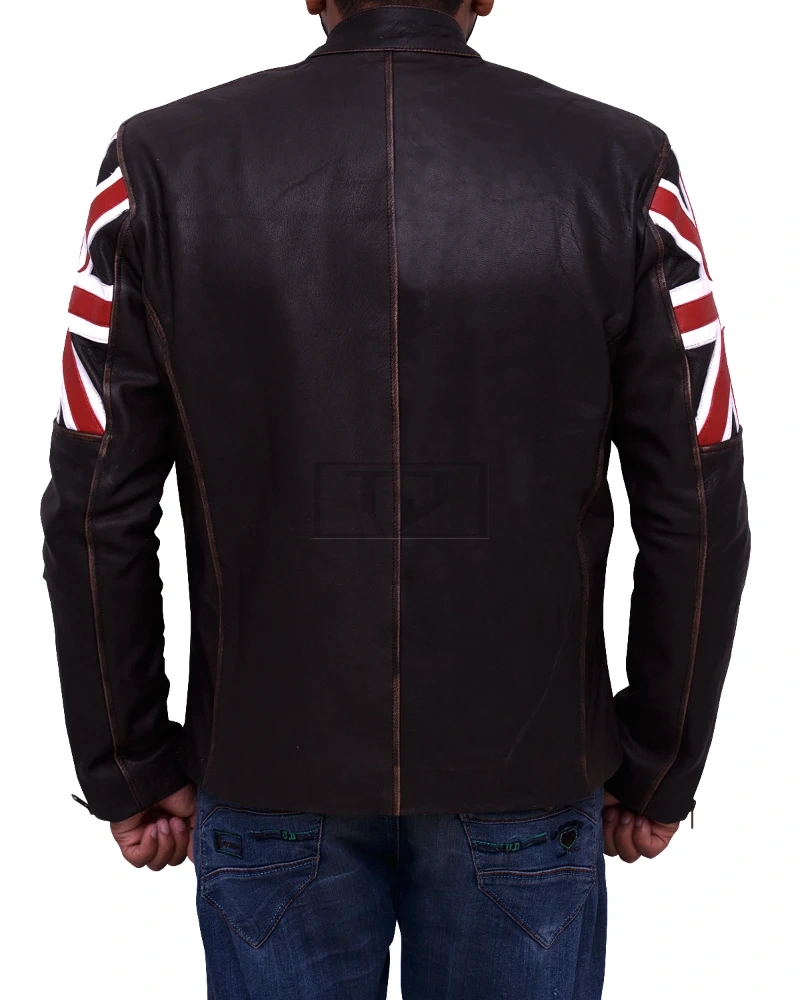 England Flag Biker Leather Jacket - image 2