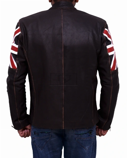 England Flag Biker Leather Jacket - image 2