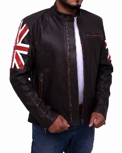 England Flag Biker Leather Jacket - image 3