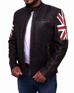 England Flag Biker Leather Jacket - image 4