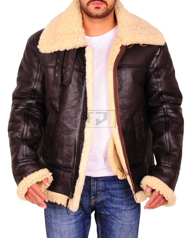 Dark Brown Sheepskin Leather Jacket - image 1