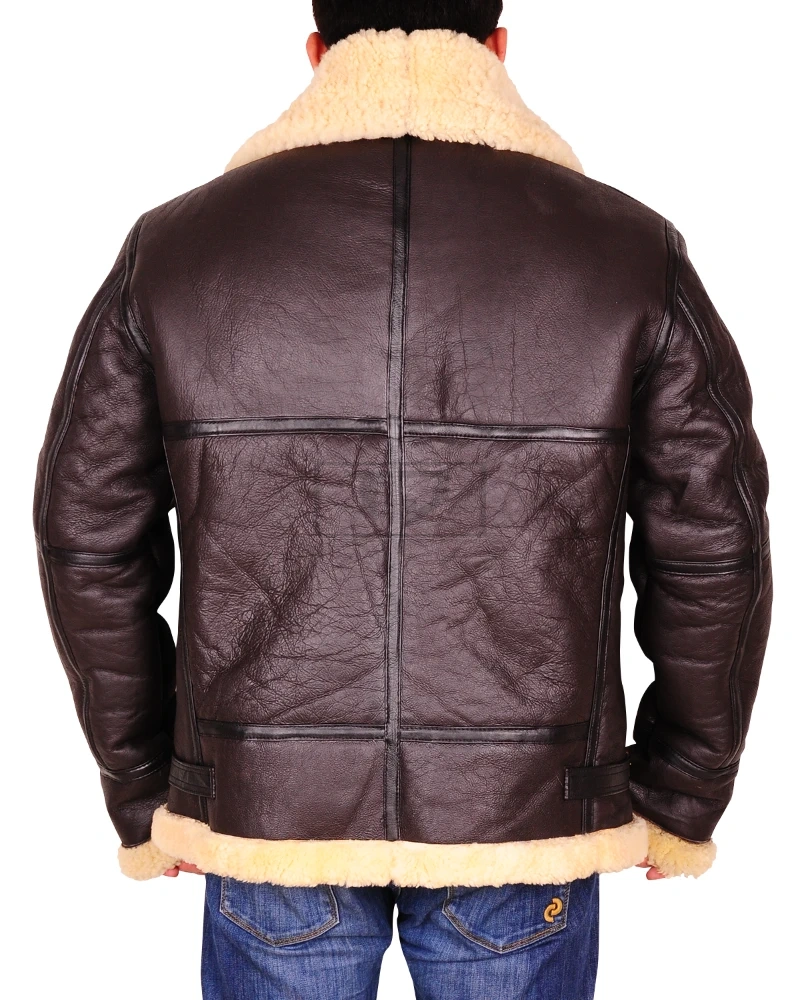 Dark Brown Sheepskin Leather Jacket - image 2