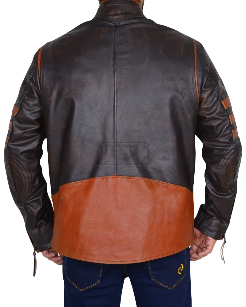 Rub Buff Leather Jacket With Stripes - image 2