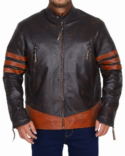 Rub Buff Leather Jacket With Stripes - image 4