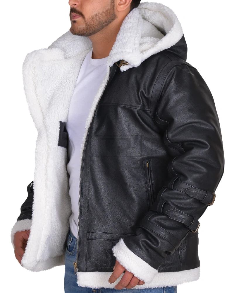 Shearling Black Leather Jacket - image 3